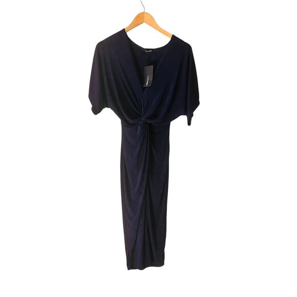 Fashion Nova Full Grown Knot Front Slit Blue Dress Size S Small - Picture 2 of 8